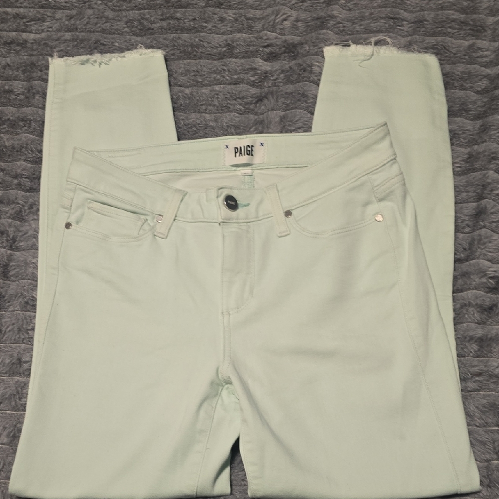 PAIGE Women's Verdugo Crop Light Green Ankle Jeans Capris Size 27